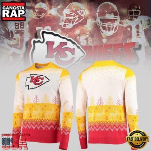 Kansas City Chiefs NFL Yellow White Ugly Christmas Sweater