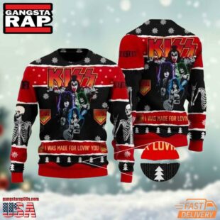 Kiss Band I Was Made For Loving You Knitted Ugly Christmas Sweater