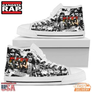 Kiss High Top Canvas Sneakers Shoes Black White