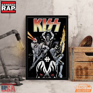 Kiss Rock Band Fiery Music Canvas Prints