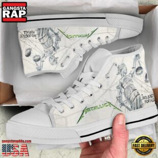 Metallica And Justice Forall Black White High Top Canvas Sneakers Shoes