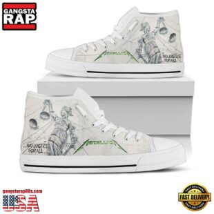 Metallica And Justice Forall Black White High Top Canvas Sneakers Shoes