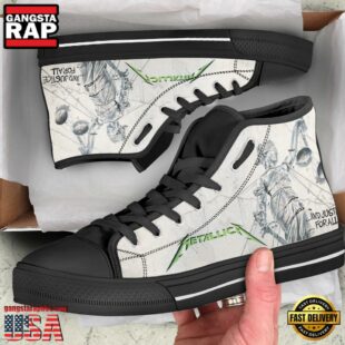 Metallica And Justice Forall Black White High Top Canvas Sneakers Shoes