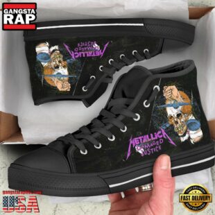 Metallica Band Damaged Justice High Top Canvas Sneakers Shoes