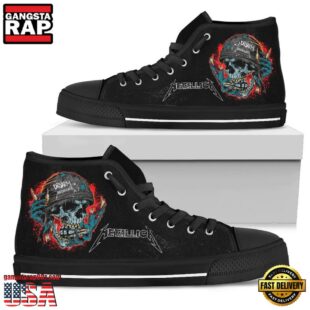 Metallica Band Disarm Black Color High Top Canvas Sneakers Shoes