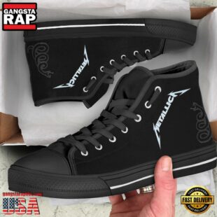 Metallica Black White Classic High Top Canvas Sneakers Shoes