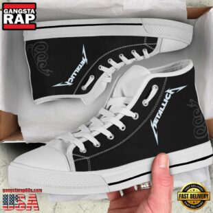 Metallica Black White Classic High Top Canvas Sneakers Shoes