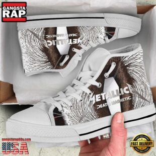 Metallica Death Magnetic Black White Color High Top Canvas Sneakers Shoes