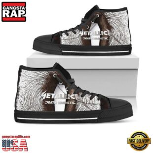 Metallica Death Magnetic Black White Color High Top Canvas Sneakers Shoes