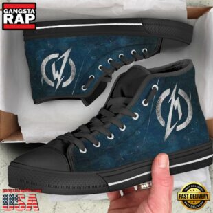 Metallica Design With Logo Black Blue High Top Canvas Sneakers Shoes