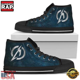 Metallica Design With Logo Black Blue High Top Canvas Sneakers Shoes