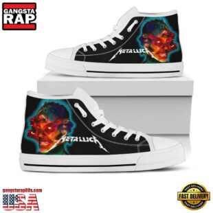 Metallica Fans Gift Black White Color High Top Canvas Sneakers Shoes