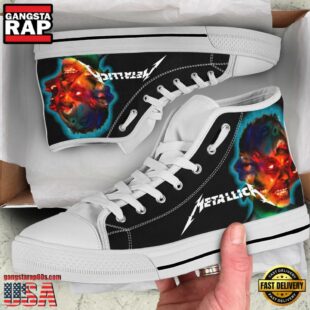 Metallica Fans Gift Black White Color High Top Canvas Sneakers Shoes