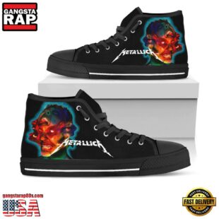 Metallica Fans Gift Black White Color High Top Canvas Sneakers Shoes