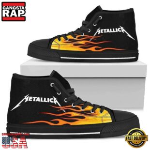 Metallica Fire Burning High Top Canvas Sneakers Shoes