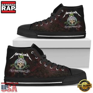 Metallica Guatemala Black Red Color High Top Canvas Sneakers Shoes