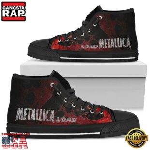 Metallica Load Black Red Color High Top Canvas Sneakers Shoes