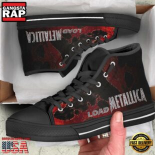 Metallica Load Black Red Color High Top Canvas Sneakers Shoes