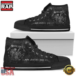 Metallica Music Band And Justice For All Black Color High Top Canvas Sneakers Shoes