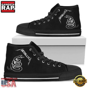 Metallica Snake Logo Black Color High Top Canvas Sneakers Shoes