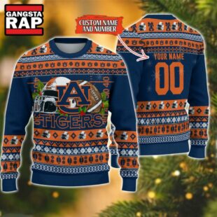 NCAA Auburn Tigers Football Team Custom Name Number New Ugly Christmas Sweater