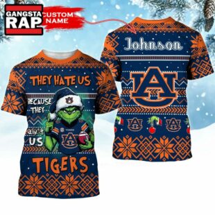 NCAA Auburn Tigers They Hate US Special Grinch Snow Christmas T Shirt