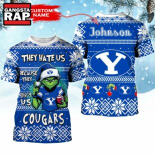 NCAA BYU Cougars They Hate US Special Grinch Snow Christmas T Shirt