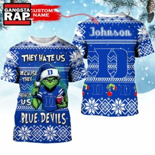 NCAA Duke Blue Devils They Hate US Special Grinch Snow Christmas T Shirt