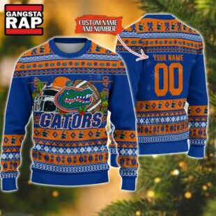 NCAA Florida Gators Football Team Custom Name Number New Ugly Christmas Sweater