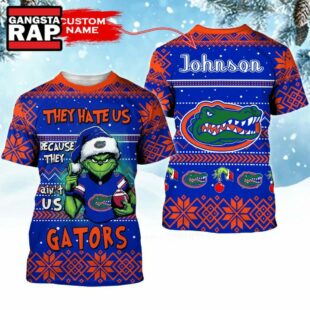 NCAA Florida Gators They Hate US Special Grinch Snow Christmas T Shirt