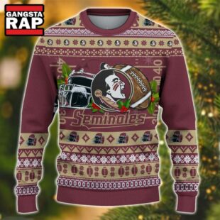 NCAA Florida State Seminoles Football Team Custom Name Number New Ugly Christmas Sweater