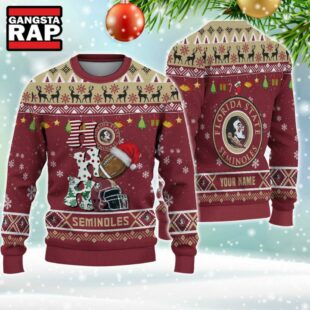 NCAA Florida State Seminoles Football Team HO HO HO Santa Claus Ugly Christmas Sweater