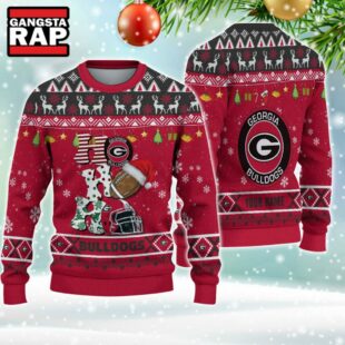 NCAA Georgia Bulldogs Football Team HO HO HO Santa Claus Ugly Christmas Sweater