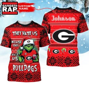 NCAA Georgia Bulldogs They Hate US Special Grinch Snow Christmas T Shirt