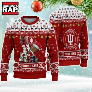 NCAA Indiana Hoosiers Football Team HO HO HO Santa Claus Ugly Christmas Sweater