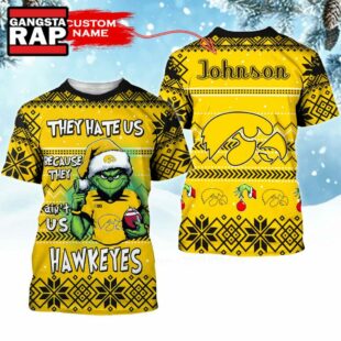 NCAA Iowa Hawkeyes They Hate US Special Grinch Snow Christmas T Shirt