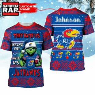 NCAA Kansas Jayhawks They Hate US Special Grinch Snow Christmas T Shirt