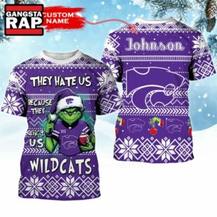 NCAA Kansas State Wildcats They Hate US Special Grinch Snow Christmas T Shirt