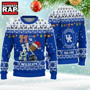 NCAA Kentucky Wildcats Football Team HO HO HO Santa Claus Ugly Christmas Sweater