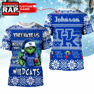 NCAA Kentucky Wildcats They Hate US Special Grinch Snow Christmas T Shirt