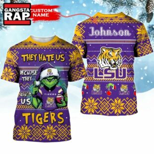 NCAA LSU Tigers They Hate US Special Grinch Snow Christmas T Shirt