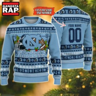 NCAA North Carolina Tar Heels Football Team Custom Name Number New Ugly Christmas Sweater