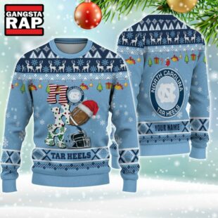 NCAA North Carolina Tar Heels Football Team HO HO HO Santa Claus Ugly Christmas Sweater