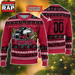 NCAA Northern Illinois Huskies Football Team Custom Name Number New Ugly Christmas Sweater