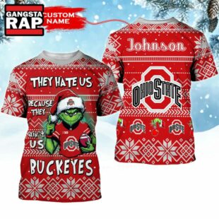 NCAA Ohio State Buckeyes They Hate US Special Grinch Snow Christmas T Shirt