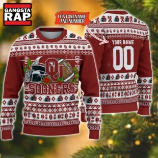 NCAA Oklahoma Sooners Football Team Custom Name Number New Ugly Christmas Sweater