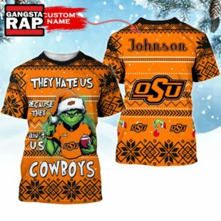 NCAA Oklahoma State Cowboys They Hate US Special Grinch Snow Christmas T Shirt