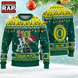 NCAA Oregon Ducks Football Team HO HO HO Santa Claus Ugly Christmas Sweater