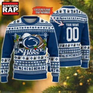 NCAA Penn State Nittany Lions Football Team Custom Name Number New Ugly Christmas Sweater