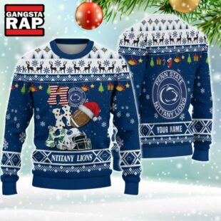 NCAA Penn State Nittany Lions Football Team HO HO HO Santa Claus Ugly Christmas Sweater